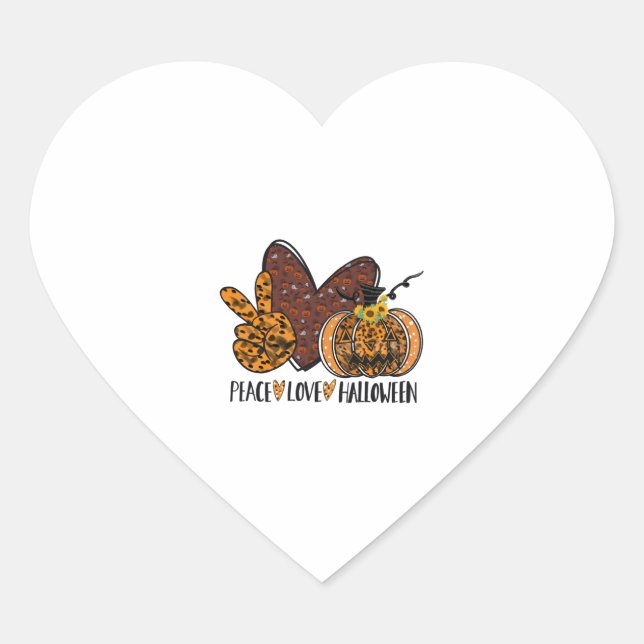 Peace love Halloween Herz-Aufkleber (Vorderseite)