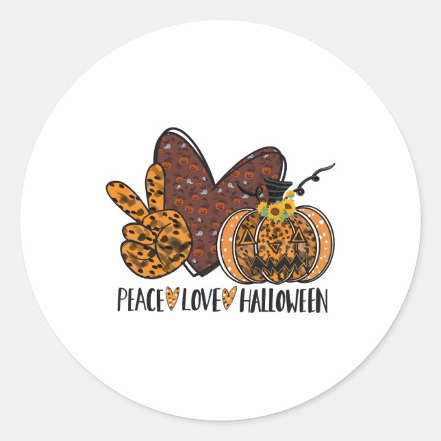 Peace love Halloween Runder Aufkleber (Vorderseite)
