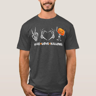 Peace Love Halloween Scary Pumpkin Autumn Hallowee T-Shirt
