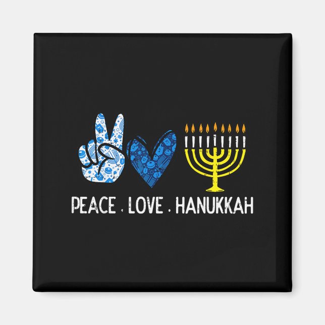 Peace Love Hanukkah Retro Chanukah Jewish Men Wome Magnet (Vorne)