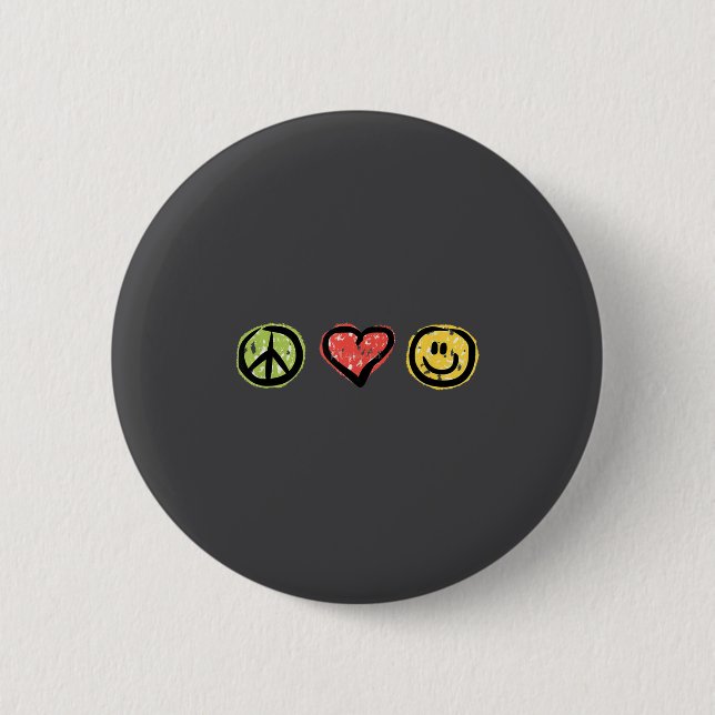Peace Love Hapness Insrational Hipe Gift  Button (Vorderseite)