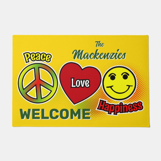 Peace Love Happiness Family Fußmatte (Vorderseite)