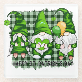 PEACE LOVE HAPPY ST PATRICKS DAY CUTE GNOMES GLASUNTERSETZER