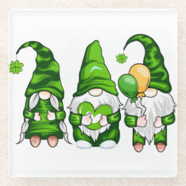 PEACE LOVE HAPPY ST PATRICKS DAY CUTE GNOMES GLASUNTERSETZER