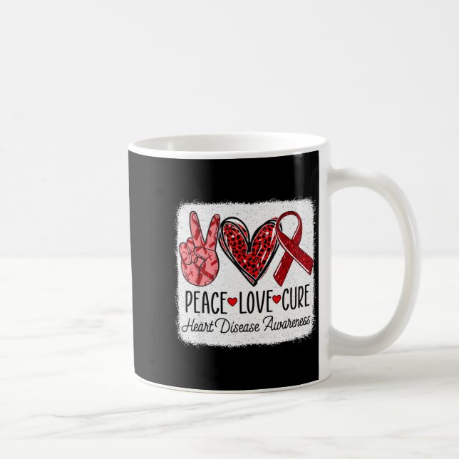 Peace Love Heart Disease Awareness Chd Suprt Wear  Kaffeetasse (Rechts)