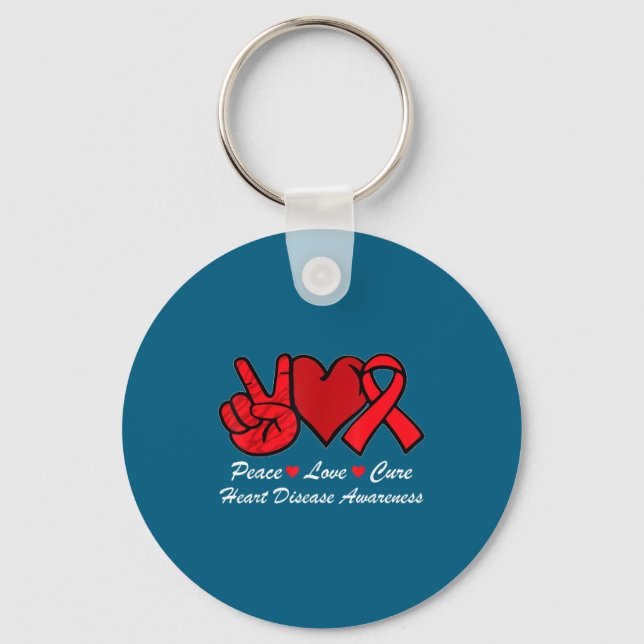 Peace Love Heart Disease Awareness Chd Suprt Wear  Schlüsselanhänger (Vorderseite)