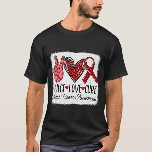 Peace Love Heart Disease Awareness Chd Suprt Wear  T-Shirt (Vorderseite)