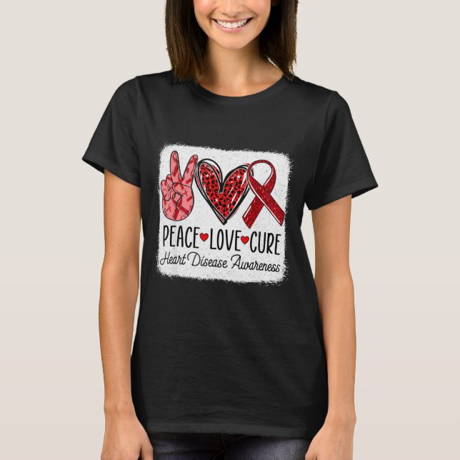 Peace Love Heart Disease Awareness Chd Suprt Wear  T-Shirt (Vorderseite)