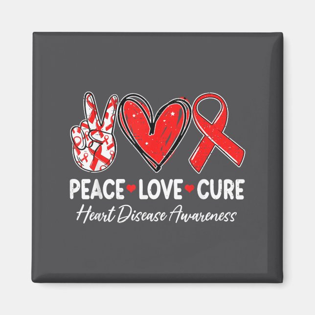 Peace Love Heart Health Heart Disease Awareness Ch Magnet (Vorne)