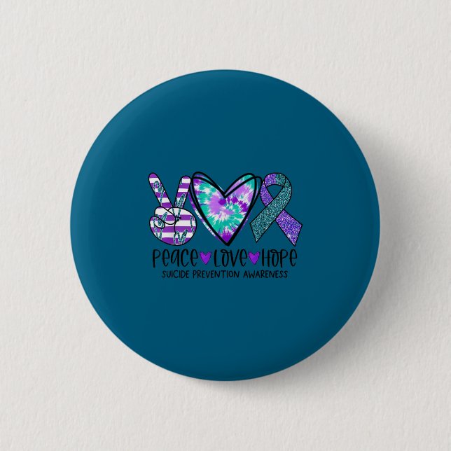 Peace Love Hope Suicide Prevention Awareness Tie-d Button (Vorderseite)