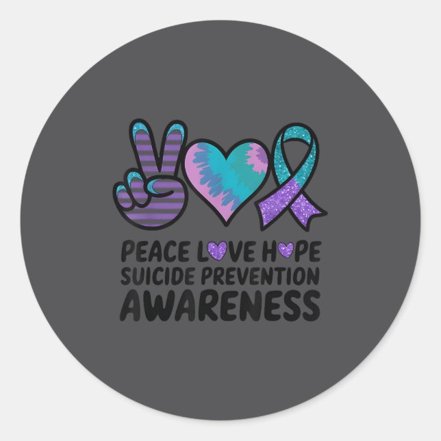 Peace Love Hope Suicide Prevention Tie Dye Awarene Runder Aufkleber (Vorderseite)