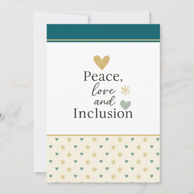 Peace, Love & Inclusion | Inclusive Holiday Feiertagskarte (Vorderseite)