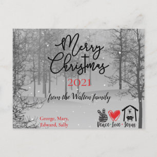 Peace Love Jesus Black White Christmas Carte posta