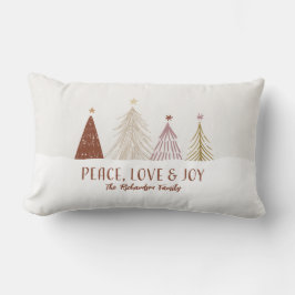 Peace Love & Joy Christmas Trees Holiday Family Lendenkissen
