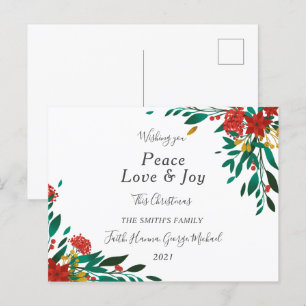 Peace Love Joy Family Joyeux Noël Carte postale