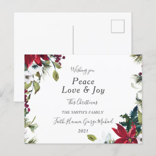 Peace Love Joy Family Joyeux Noël Carte postale