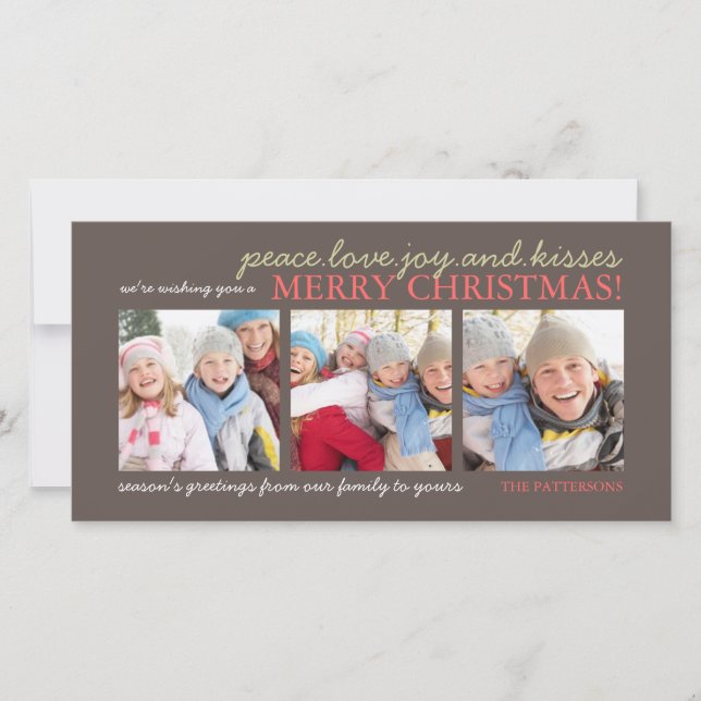 Peace Love Joy Le premier Carte photo de Noël du b (Devant)
