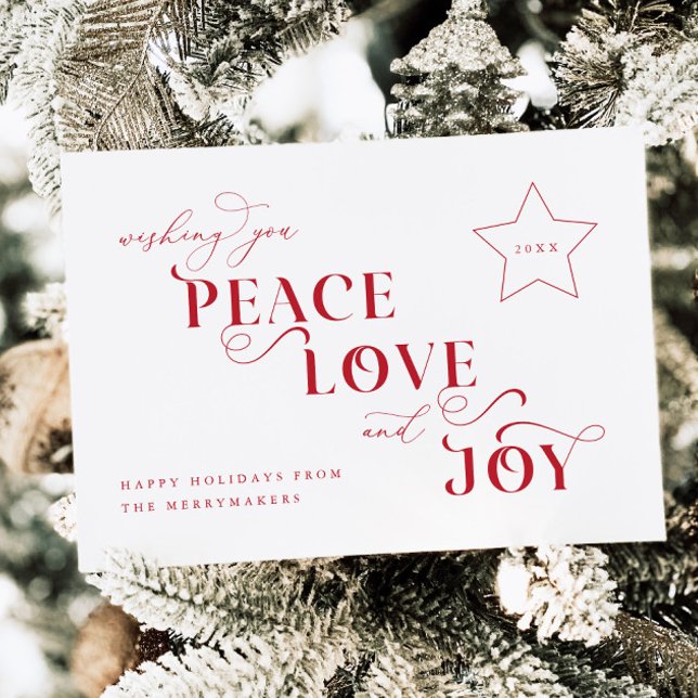 Peace Love Joy Noël Carte photo de vacances (Créateur téléchargé)
