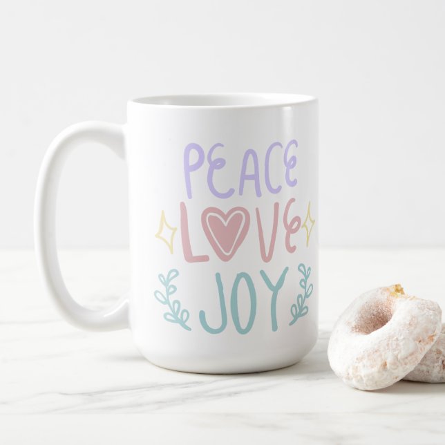 Peace Love Joy 😁 tasse de café 15oz (Avec donut)