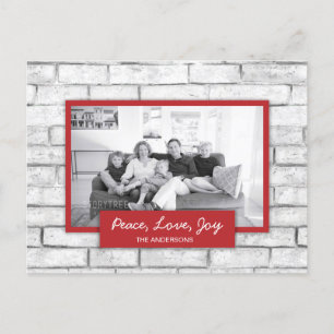 Peace Love Joy White Brick Wall Carte photo de vac