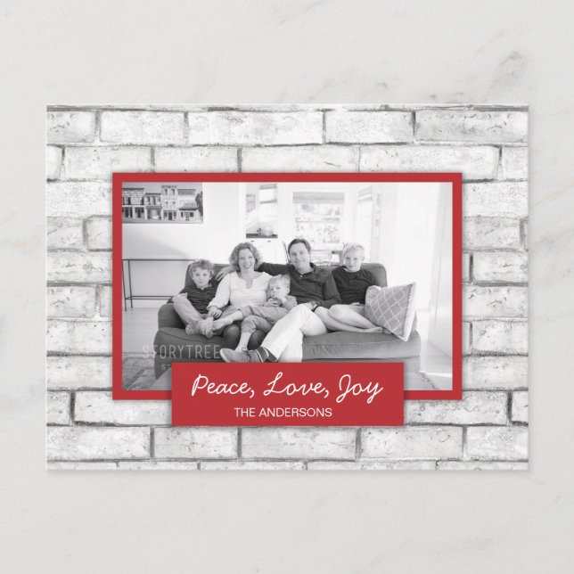 Peace Love Joy White Brick Wall Carte photo de vac (Devant)