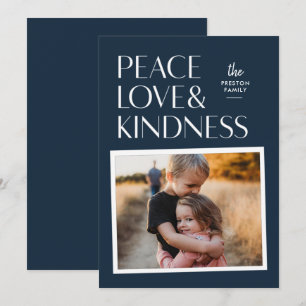 Peace Love & Kindness Holiday Carte photo de Noël
