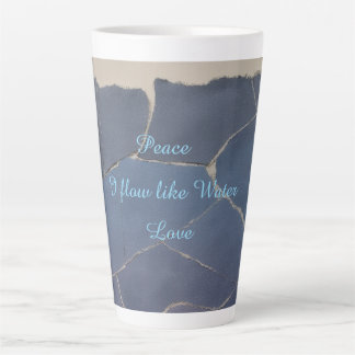 Peace, Love - Large Latte Mug - Blue Papercut Art Milchtasse