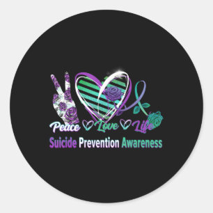 Peace Love Life Suicide Awareness  Semi Colon Gift Runder Aufkleber