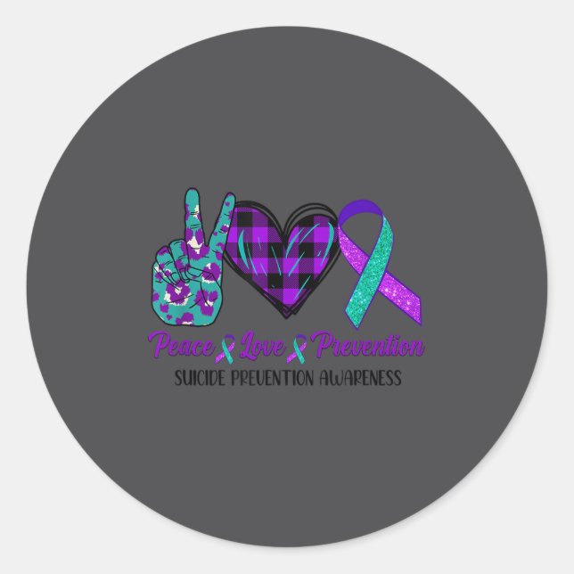 Peace Love Life Suicide Awareness Womens Semi Colo Runder Aufkleber (Vorderseite)