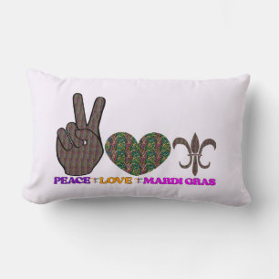 Peace Love Mardi Gras Lance Oreiller