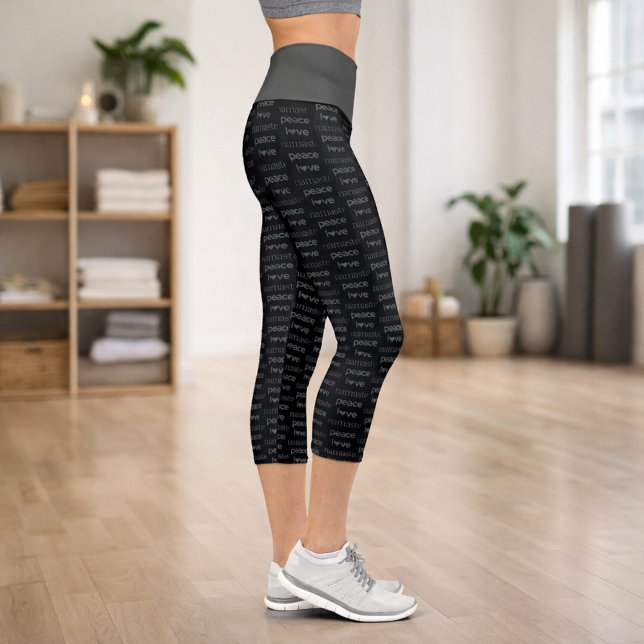 Peace Love Namaste - Modern Lifestyle 3/4 Length Capri Leggings (Von Creator hochgeladen)