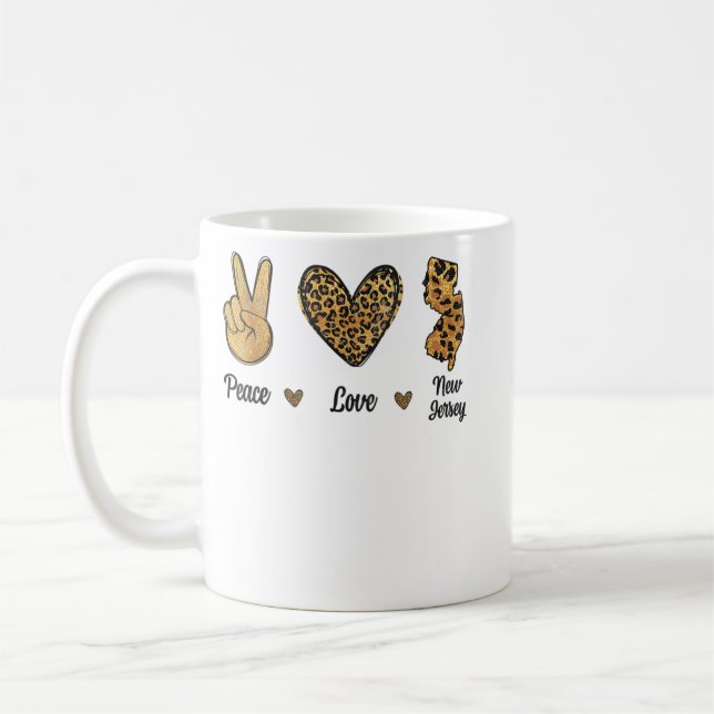 Peace Love New Jersey Leopard Flag Map Souvenirs M Kaffeetasse (Links)