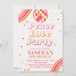 Peace Love Party Anniversaire Invitation