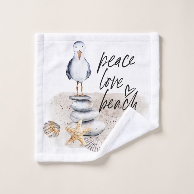 Peace Love Plage Plage Plage Plage Plage Plage Pla (Gant de toilette)