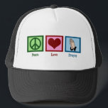 Peace Love Prayer Truckerkappe<br><div class="desc">A peace sign,  heart,  and two hands folded to pray. A beautiful religious gift.</div>