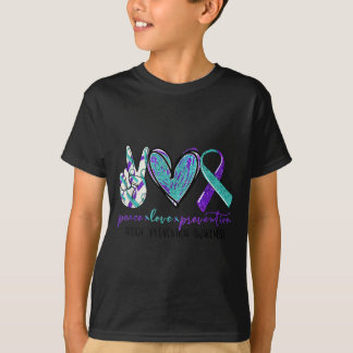 Peace Love Prevention Prevention Awareness Ribbon T-Shirt