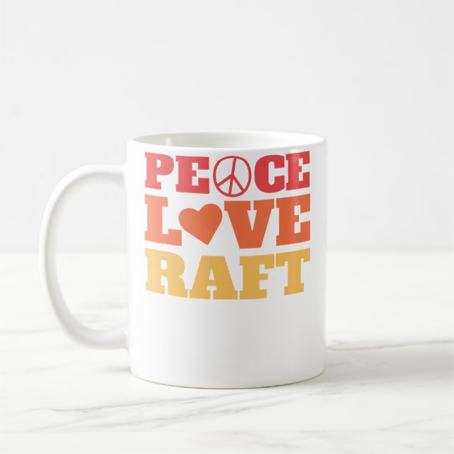 Peace Love Raft - Flussfloßfahrt Kaffeetasse (Links)