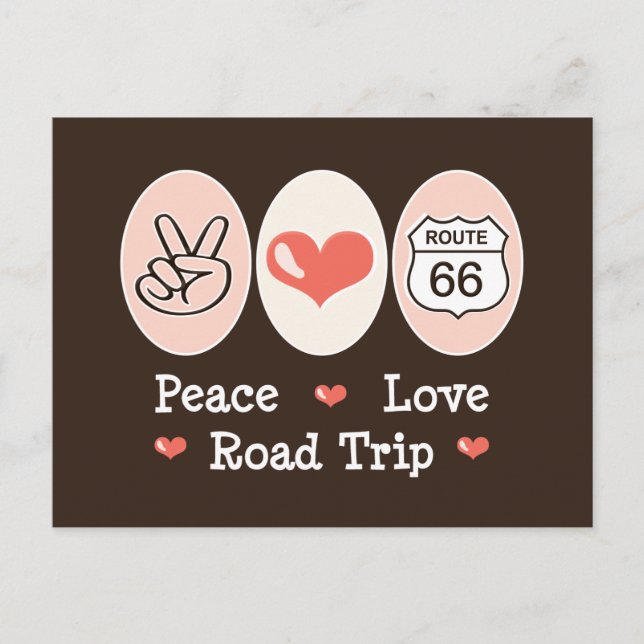 Peace Love Road Trip Route 66 Carte postale (Devant)