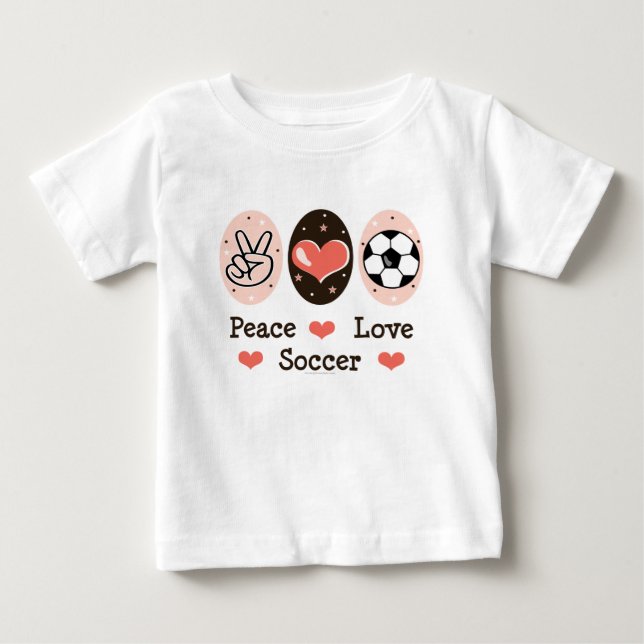 Peace Love Soccer Baby T-shirt (Devant)