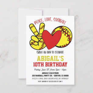  Peace Love Softball Invitation