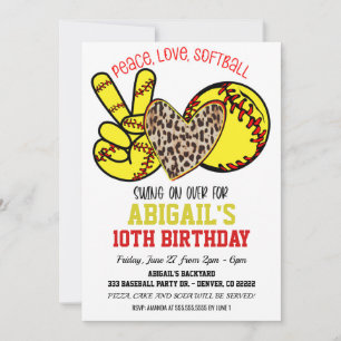  Peace Love Softball Invitation