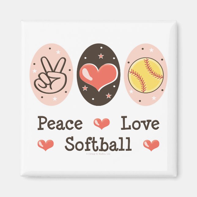 Peace Love Softball Magnet (Devant)