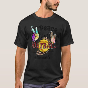 Peace Love Softball Nonna Life Mom Grandma Leopard T-Shirt