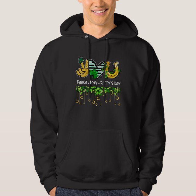 Peace Love St Patricks day Shamrock Heart for wome Hoodie (Vorderseite)