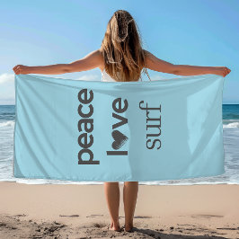 Peace Love Surf Leben Coastal Blue Surfen Grafik Strandtuch