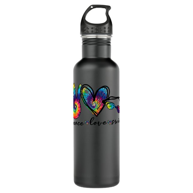 Peace Love Swim Goggles Tie Dye Swimmer Swimming W Edelstahlflasche (Vorderseite)