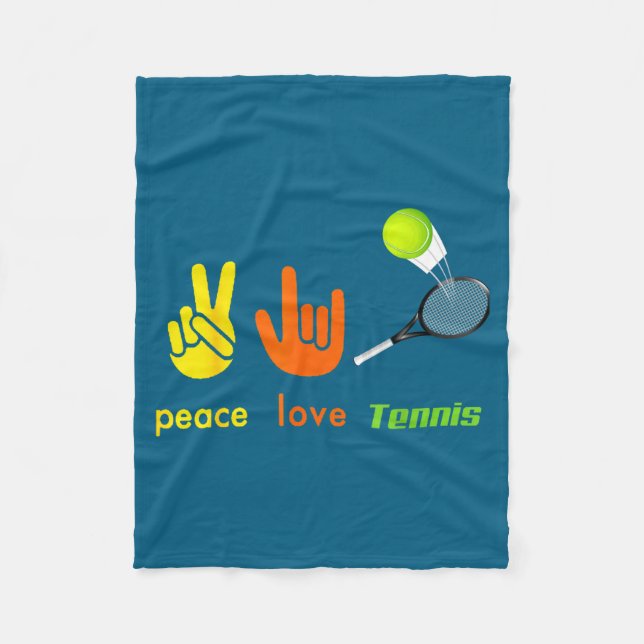 Peace Love Tennis Funny Tennis Lovers Hand Sign De Fleecedecke (Vorderseite)