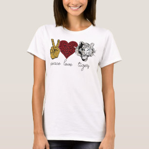 Peace Love Tiger Animal Face Tiger Lover  T-Shirt