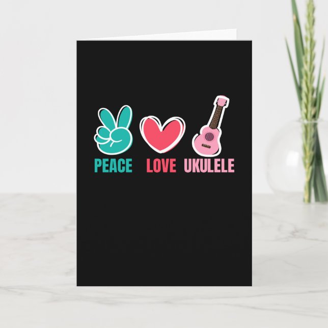 Peace Love Ukulele Guitar Music Karte (Vorderseite)