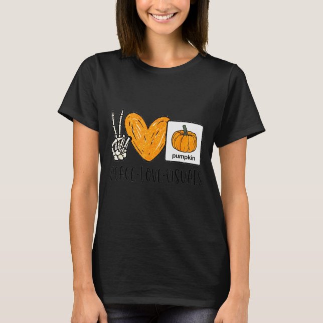 Peace Love Visuals Sped Teacher Pumpkin Skeleton H T-Shirt (Vorderseite)